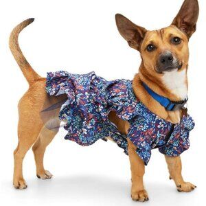 Petco Brand YOULY Navy Floral Dog Dress Navy Blue Floral Ruffles Size XXS